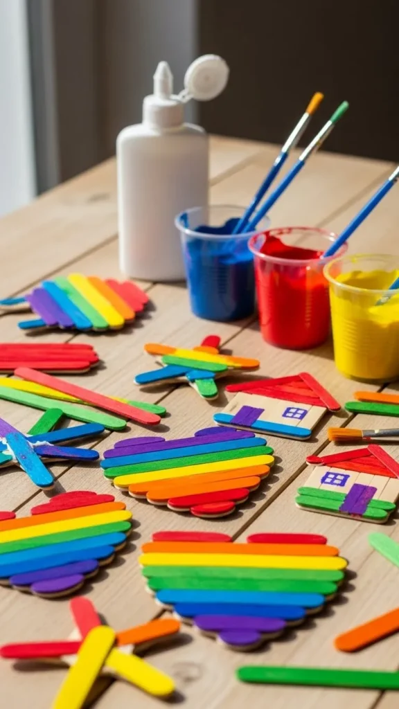 Rainbow Popsicle Stick Art