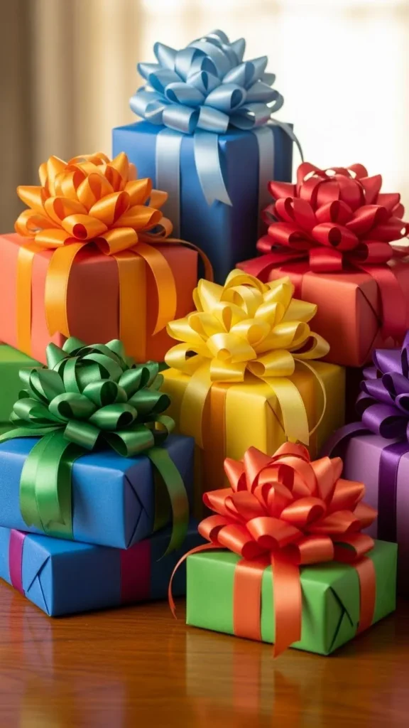 Rainbow Ribbon Gift Toppers