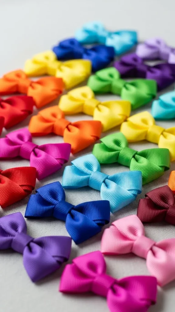 Rainbow Ribbon Hair Bows