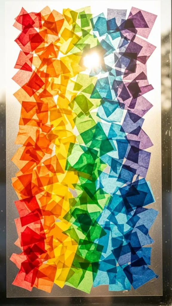Rainbow Tissue Paper Suncatcher