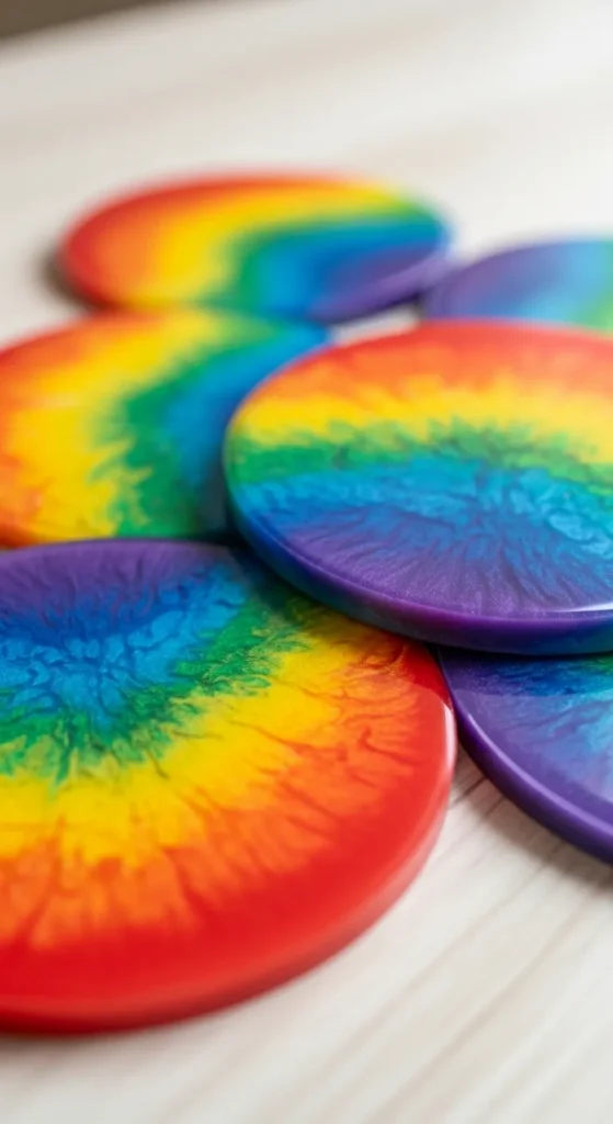 Resin Rainbow Coasters