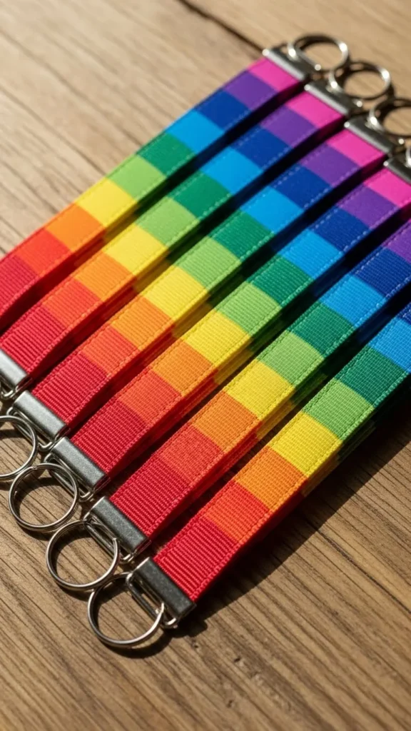 Ribbon Keychains with Color Stripes