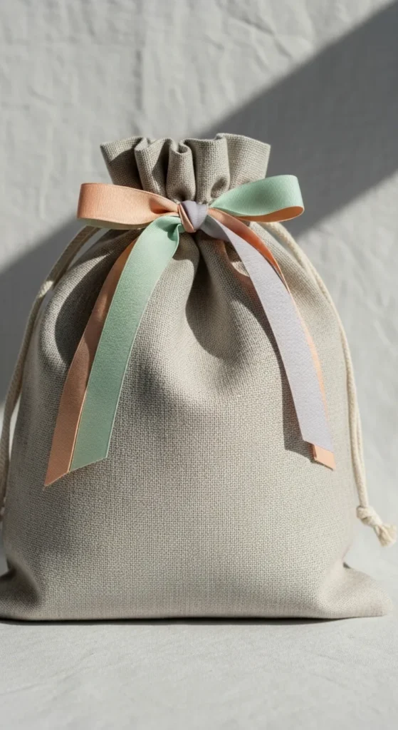 Ribbon-Tie Linen Bags
