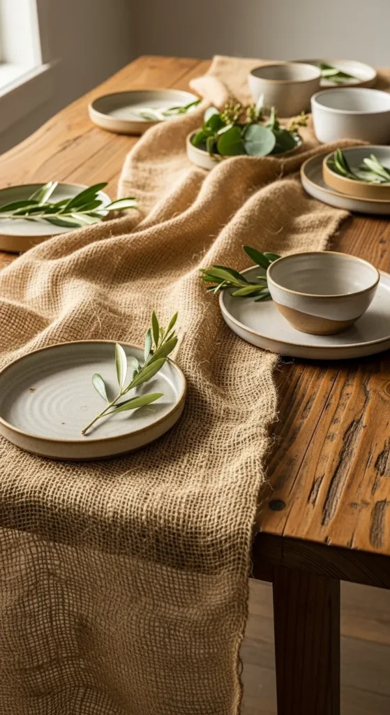 Rustic Burlap Table Runner