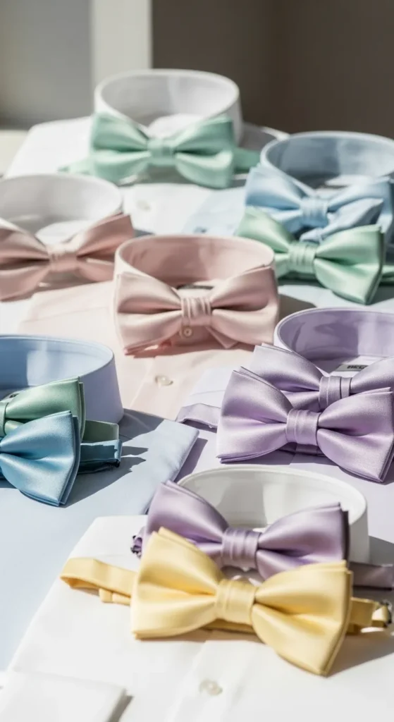 Soft Pastel Satin Bow Tie