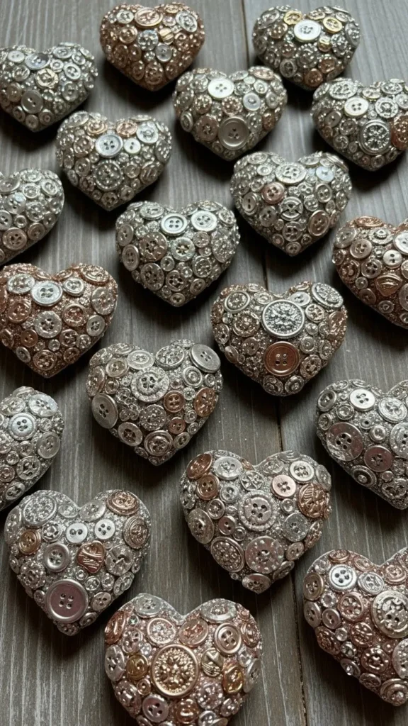 Sparkly Button Heart Decor