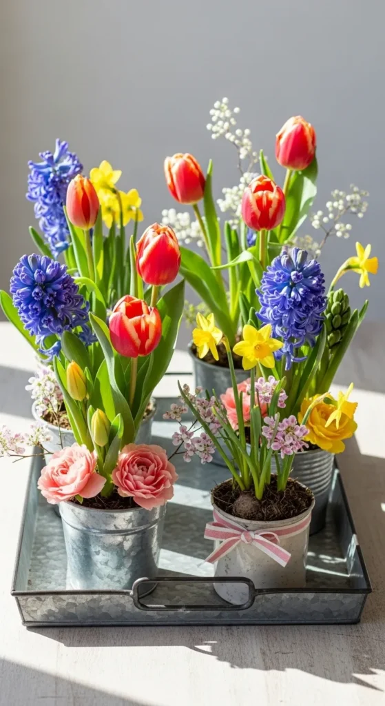 Spring Floral Tray Arrangement