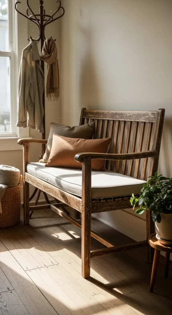 Thrifted Bench With Cushion Top