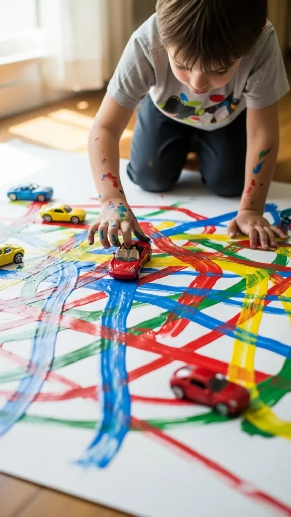 Toy Car Track Paint Art