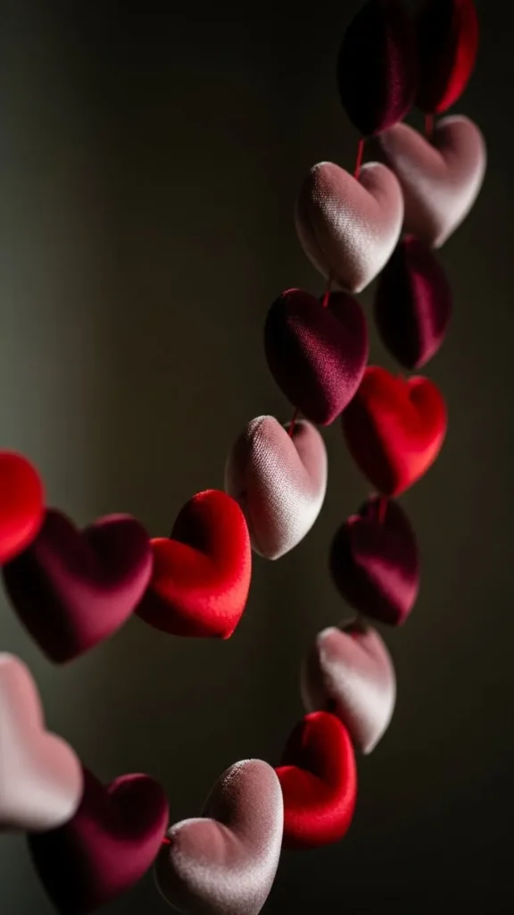 Velvet Fabric Heart Garland
