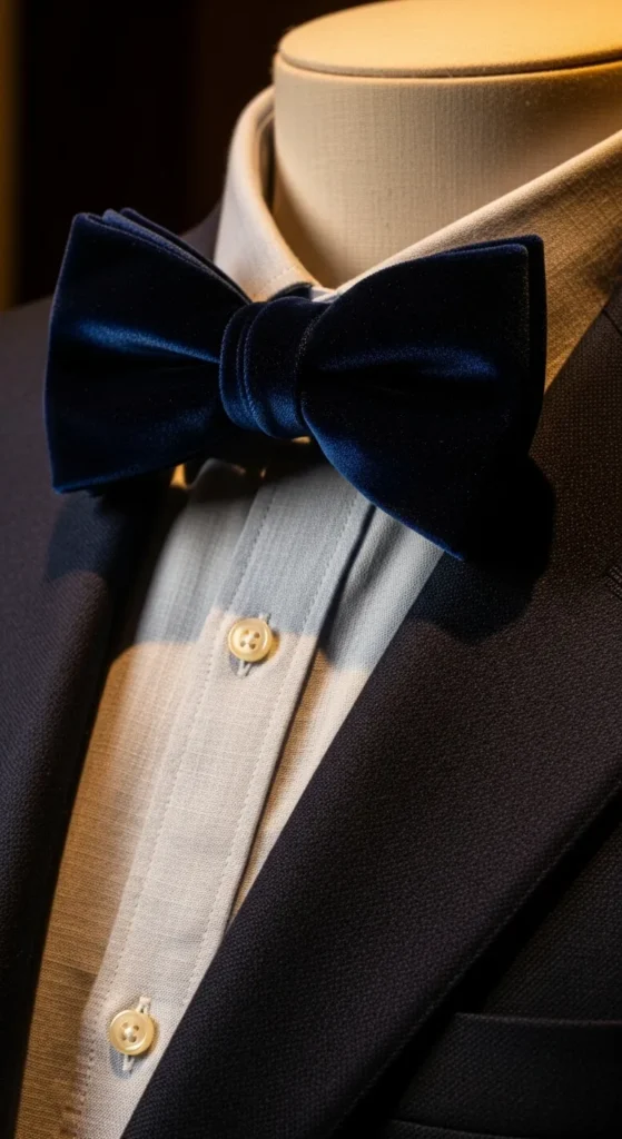 Velvet Midnight Blue Bow Tie