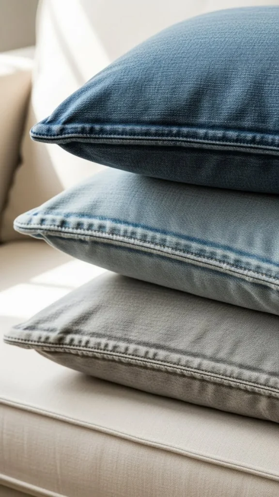 Washed Denim Pillow Covers