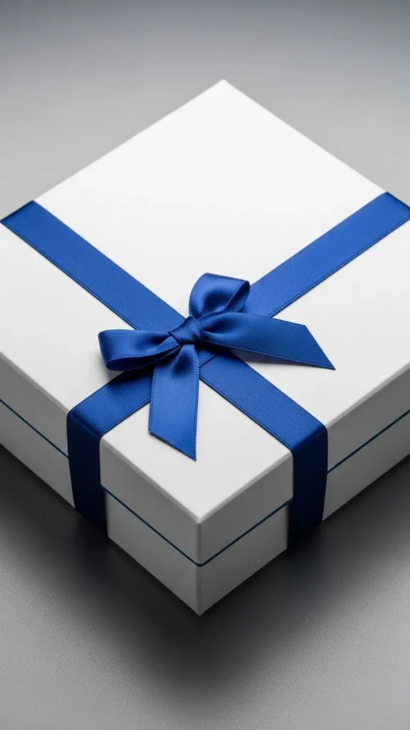 White Box with Corner Ribbon Wrap