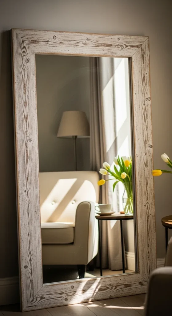 Whitewashed Wood Mirror