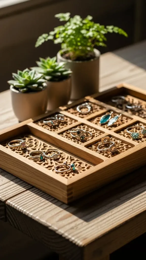 Wooden Jewelry Organizer Tray