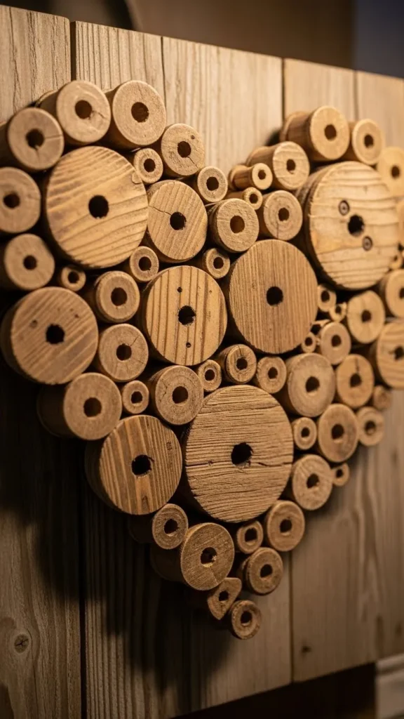 Wooden Spool Heart Accent