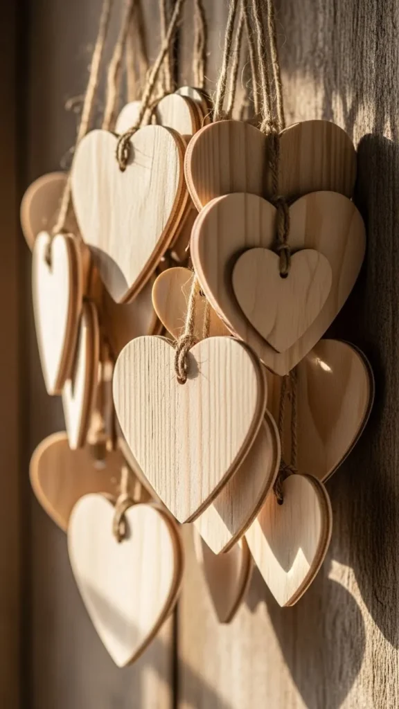 Wooden Tag Heart Cluster