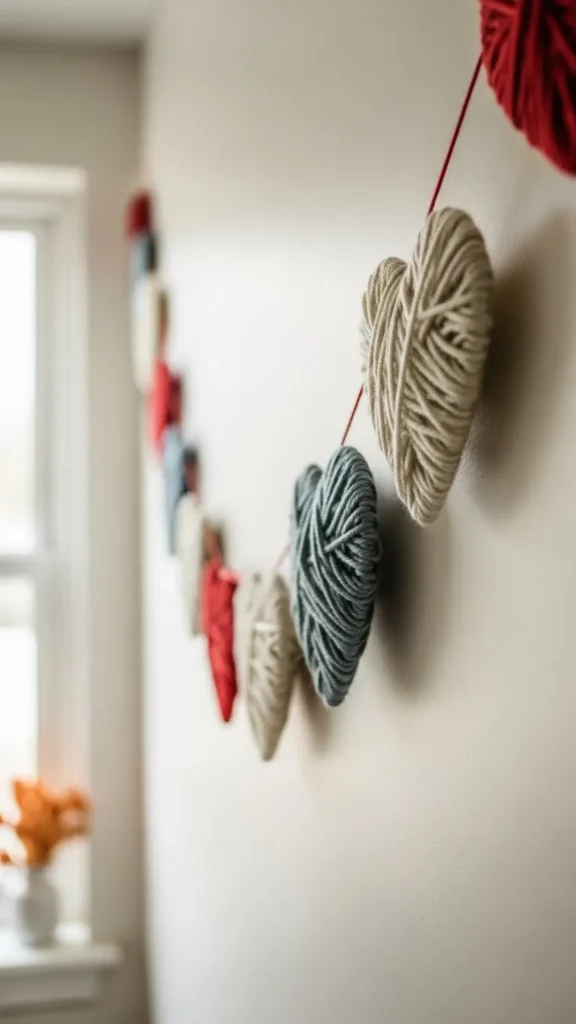 Yarn-Wrapped Heart Garland