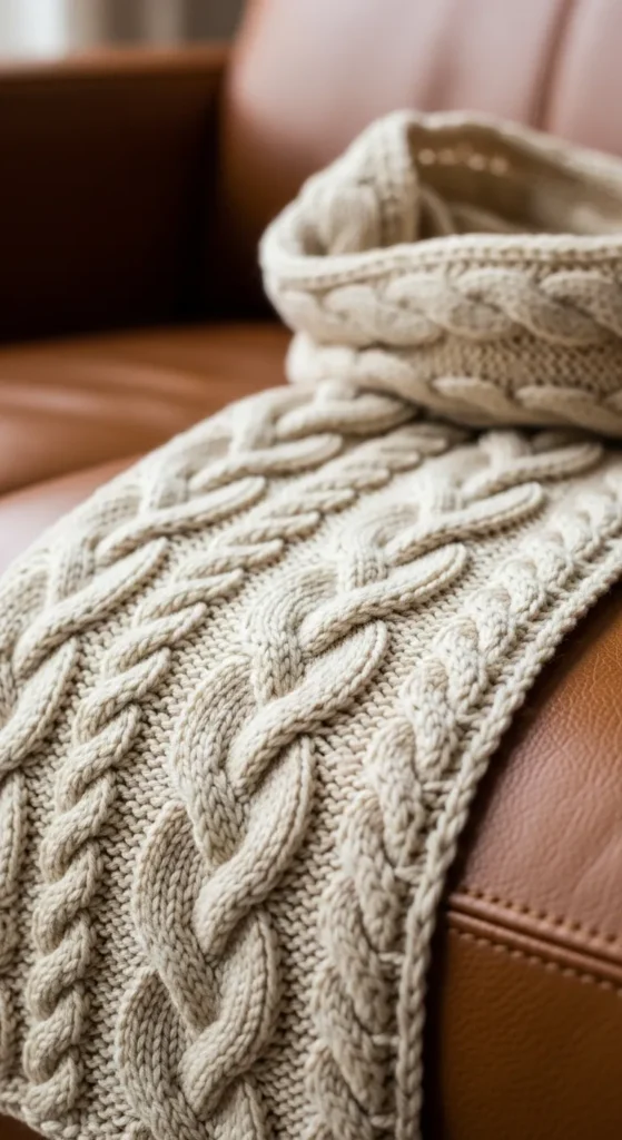 Cable Knit Crochet Scarf