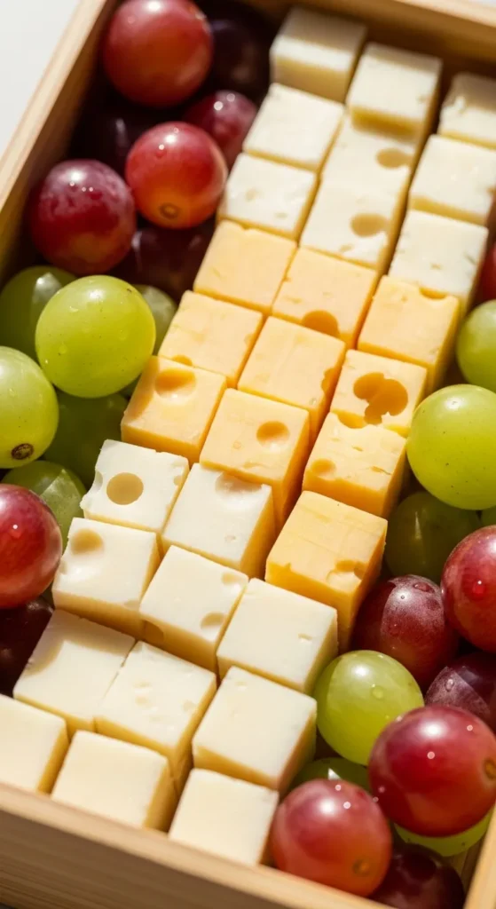 Cheese Cubes and Grapes