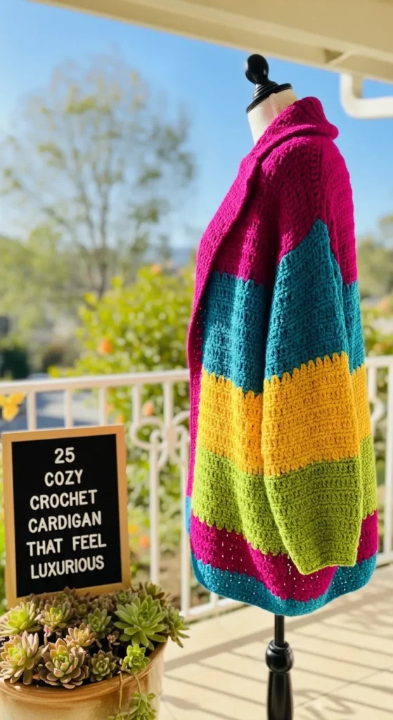 Color-Block Crochet Cardigan for a Trendy Twist