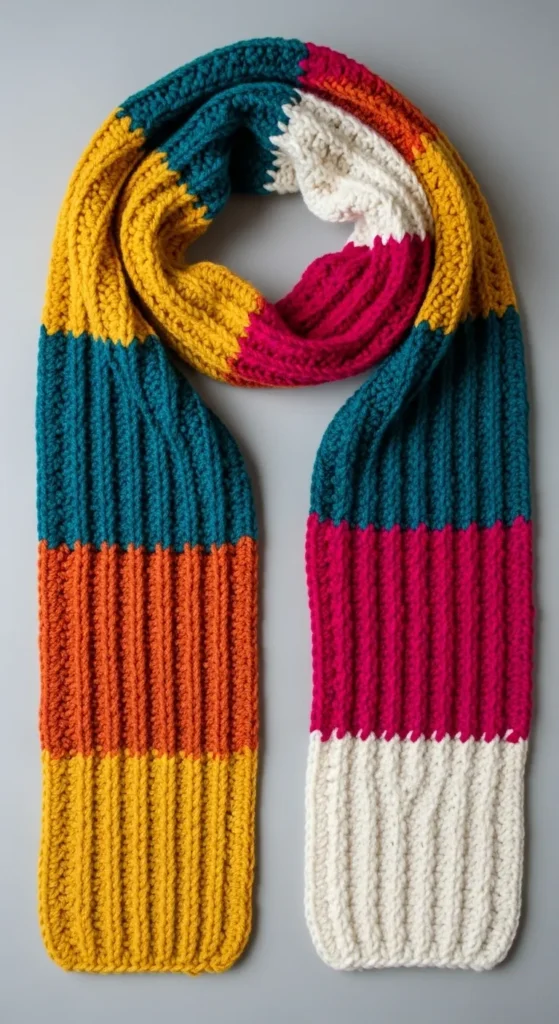 Color Block Crochet Scarf