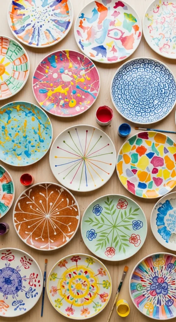 Colorful DIY Painted Plates