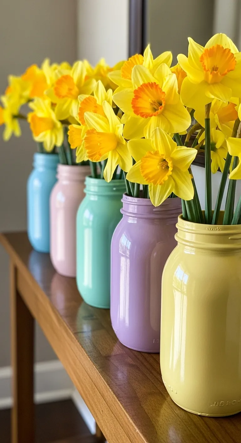 Colorful Mason Jar Vases
