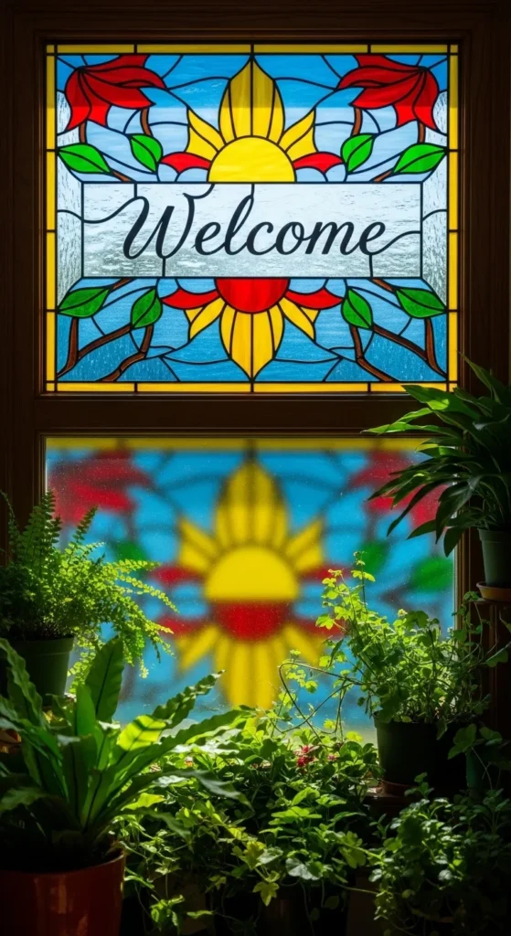 Colorful Stained Glass Entry Sign