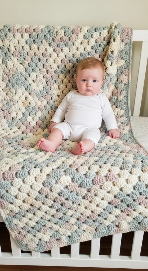 Crochet Baby Blanket with Textured Patterns