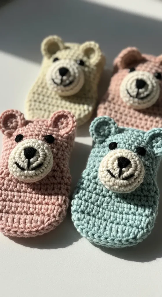 Crochet Baby Mittens with Animal Faces