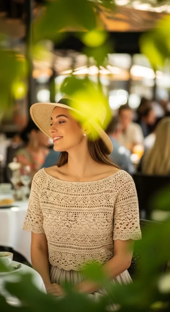  Crochet Boat Neck Top