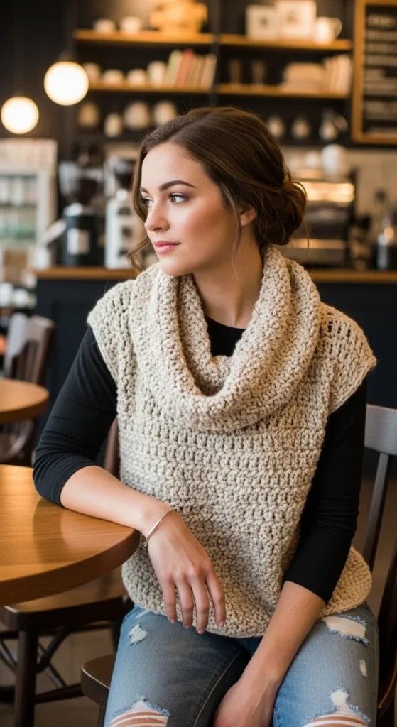 Crochet Cowl Neck Top