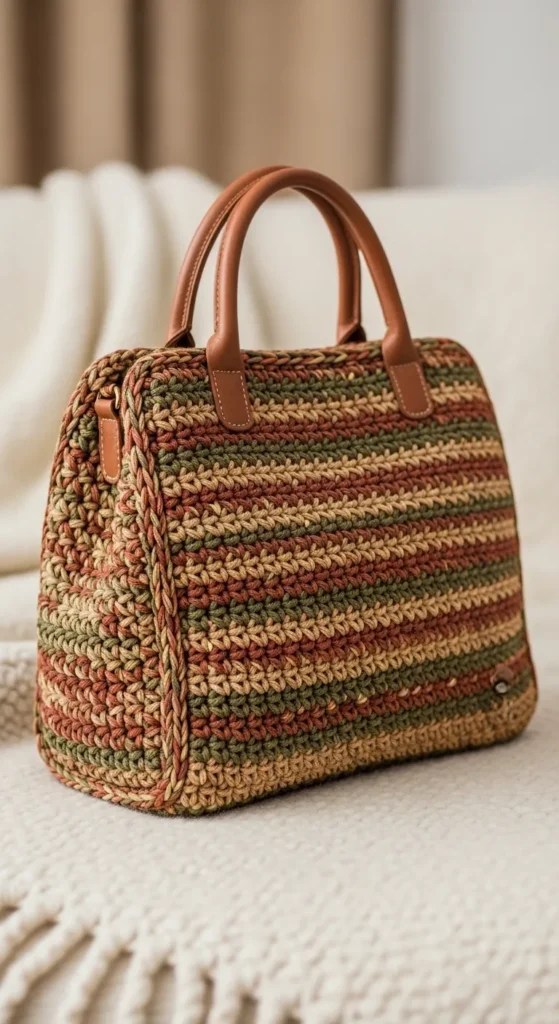 Crochet Handbag with Woven Texture
