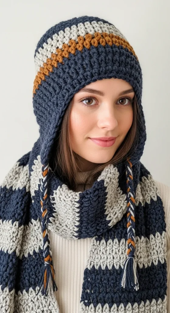 Crochet Hat with Scarf Combo