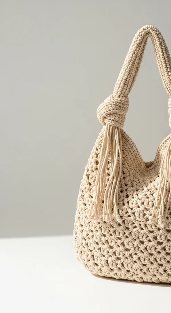 Crochet Hobo Bag with Knotted Details