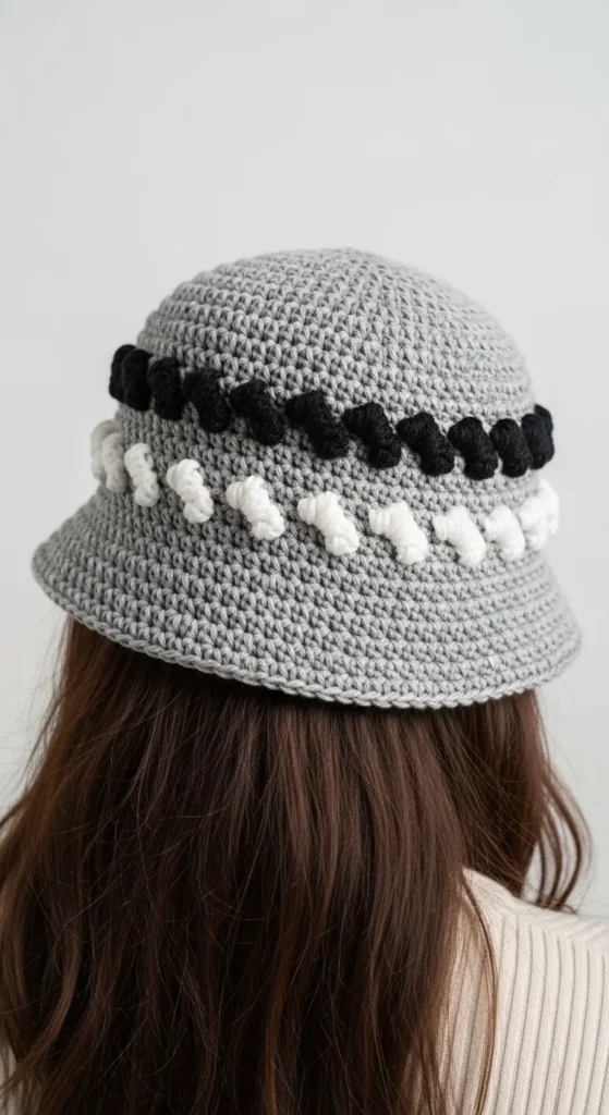 Crocheted Bucket Hat with Textures