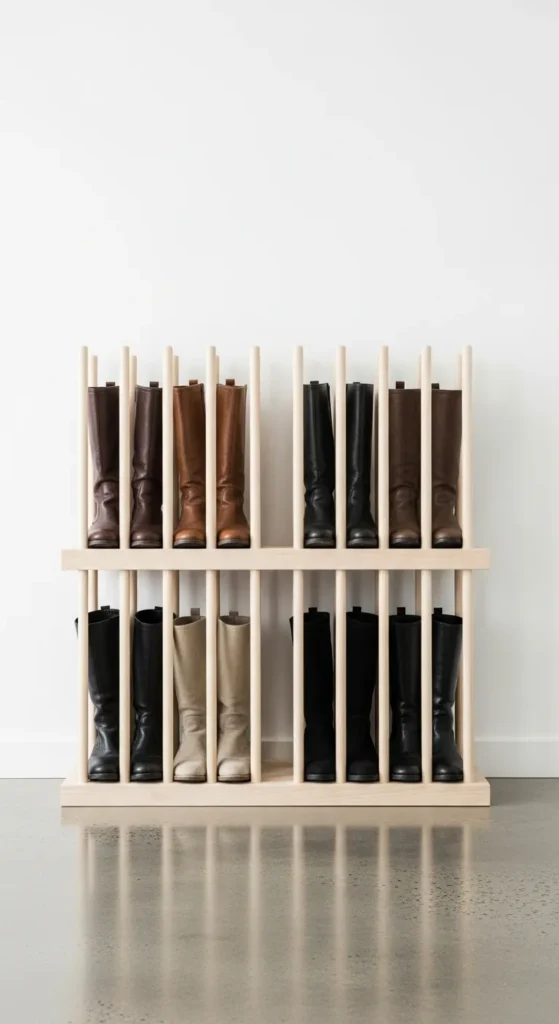 DIY Boot Stand from Dowels