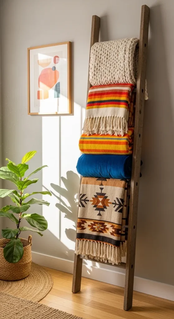 DIY Decorative Ladder for Throws