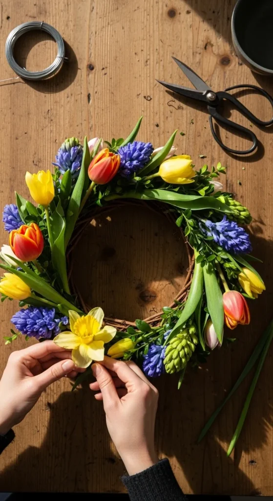 DIY Spring Flower Wreath