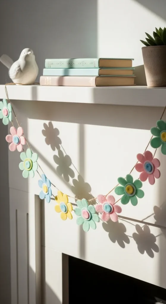  DIY Spring Garland with Felt Flowers