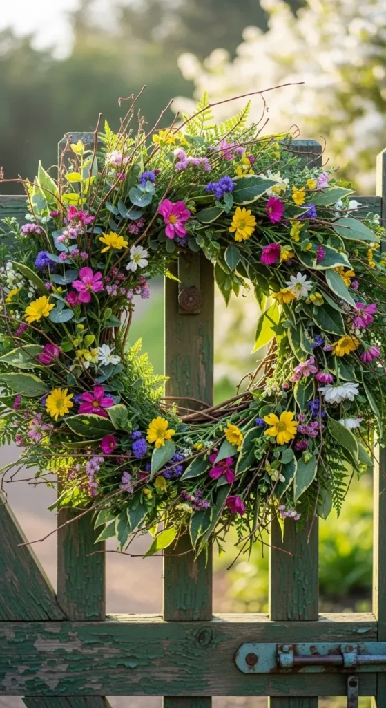 DIY Spring Wreath for Garden Gate