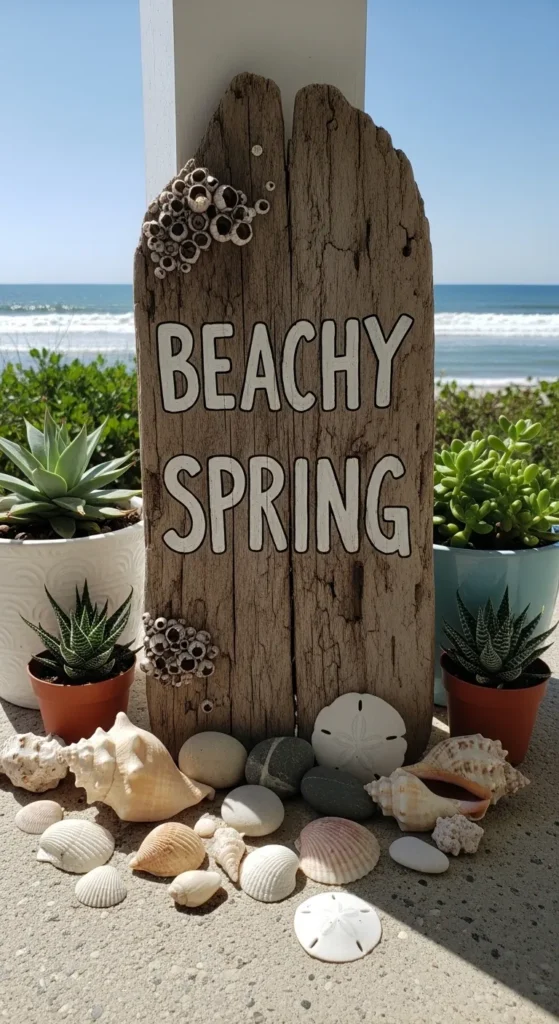  Driftwood “Beachy Spring” Sign
