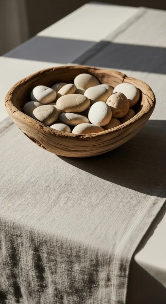  Driftwood Bowl with Neutral Stones