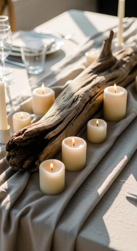 Driftwood and Candle Arrangement