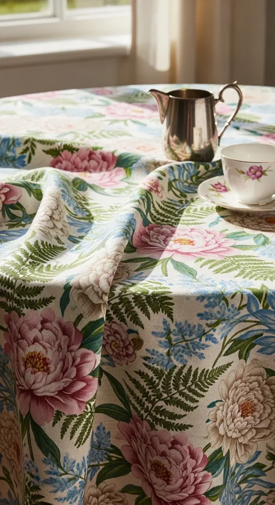 Floral Linen Tablecloth