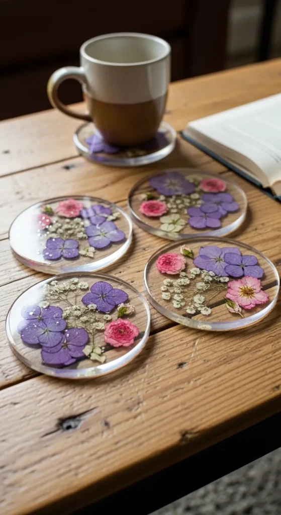 Flower-Pressed Coasters