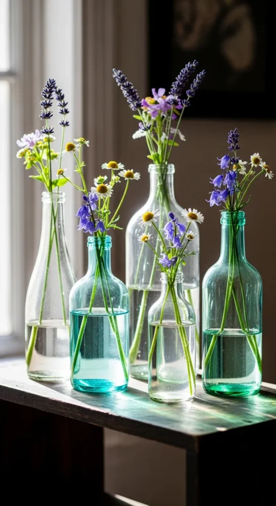 Glass Bottle Flower Holders