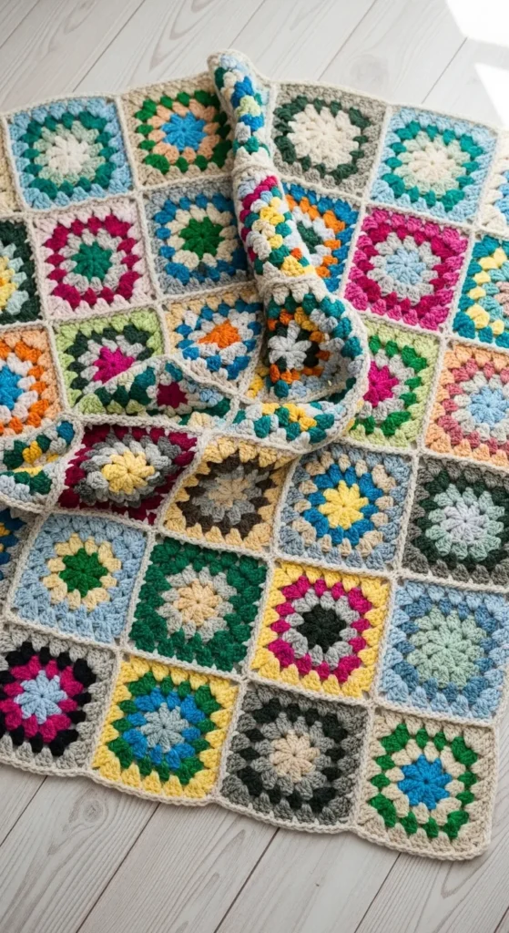 Granny Square Blanket with a Twist