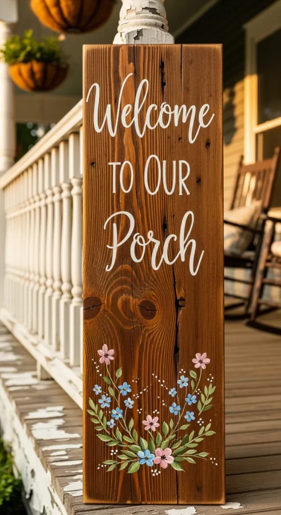 Hand-Painted Wooden Welcome Sign